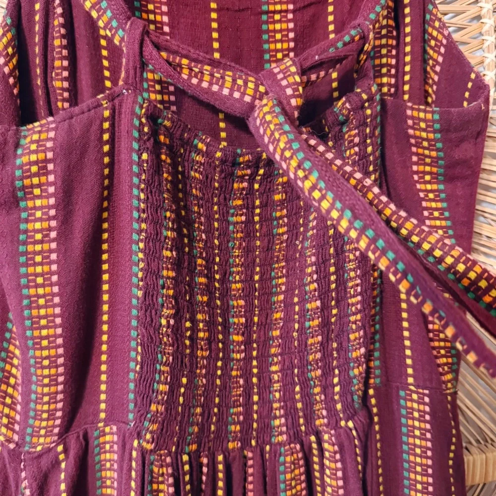 Ace & Jig Maxi Dress in Garnet Stripe 100% Cotton SZ Small Burgundy Maroon Multi - Picture 5 of 6